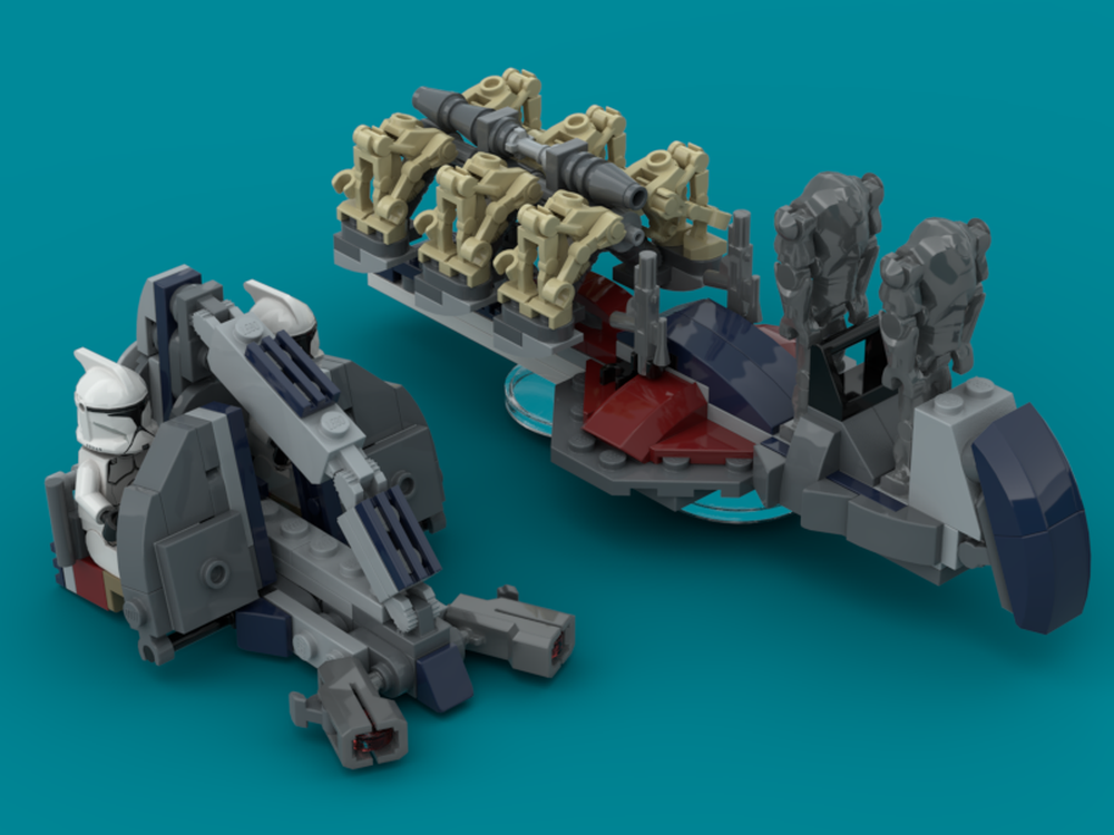 Lego Clone Swamp Speeder vs Droid Carrier