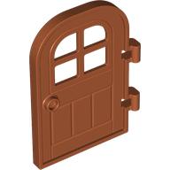 Lego Door Right 4 x 6 with Curved Top, Bars / Dark Orange