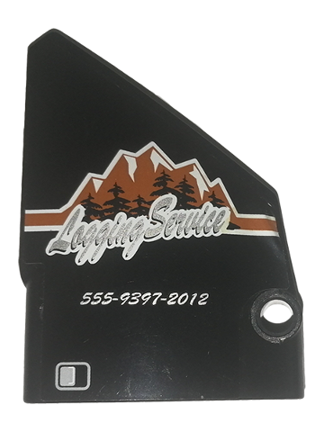 Lego Technic, Panel Fairing #14 Large Short Smooth, Side B with 'Logging Service' and '555-9397-2012' Pattern (Sticker) - Set 9397