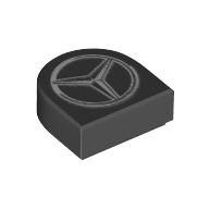 Lego Tile Round 1 x 1 Half Circle with Mercedes Logo Print / Black