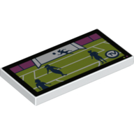 Lego Tile 2 x 4 with TV Soccer Match Print / White