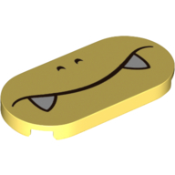 Lego Tile Round 2 x 4 with Face, White Fangs Print / Bright Light Yellow