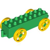 Lego Duplo Wagon Base 2 x 8 x 1 1/2 with Large Yellow Spoked Wheels