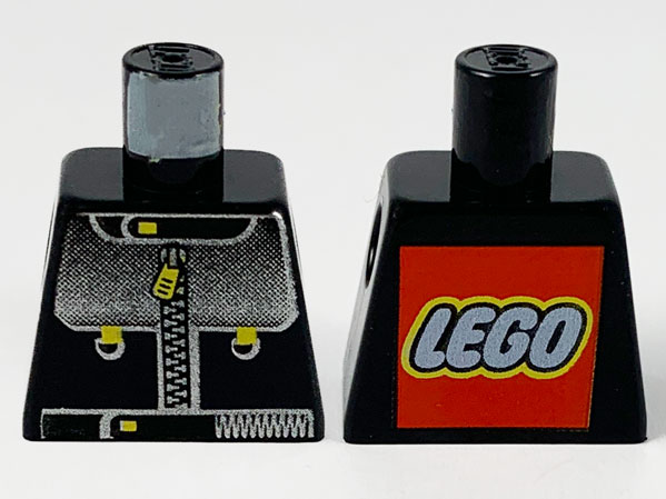 Lego Torso Studios Racing Suit with Silver Panel with Gradient, Zipper with Yellow Pull, LEGO Logo on Back Pattern / Black