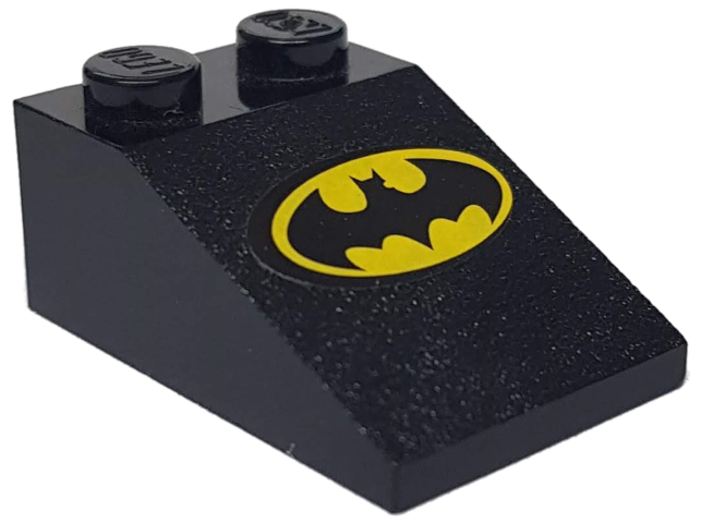 Lego Slope 33 3 x 2 with Batman Logo Pattern (Sticker) - Set 7786 / Black