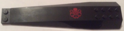 Lego Wedge 16 x 4 Triple Curved with Reinforcements with Red Octopus (Marvel Hydra Logo) Pattern Model Right Side (Sticker) - Set 76048 / Black