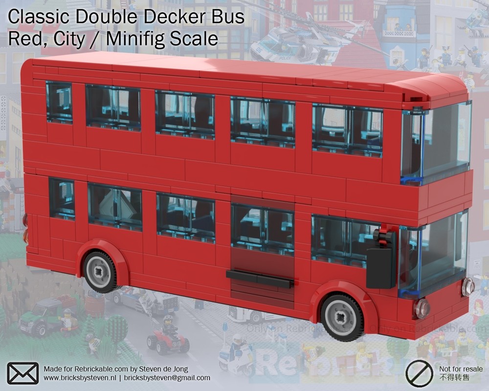 Lego Double decker bus (City / Minifig Scale, Red)