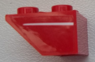 Lego Slope, Inverted 45 2 x 2 with Flat Bottom Pin with White Stripe Pattern Model Right Side (Sticker) - Set 75876 / Red
