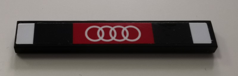 Lego Tile 1 x 6 with White Audi Logo on Red Background Pattern (Sticker) - Set 75872
