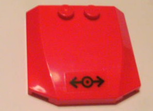 Lego Wedge 4 x 4 x 2/3 Triple Curved with Train Logo Black Small Pattern (Sticker) - Set 7898 / Red