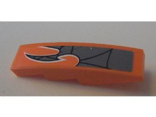 Lego Slope, Curved 4 x 1 with Black and Silver Pattern Model Right Side (Sticker) - Set 8162 / Orange
