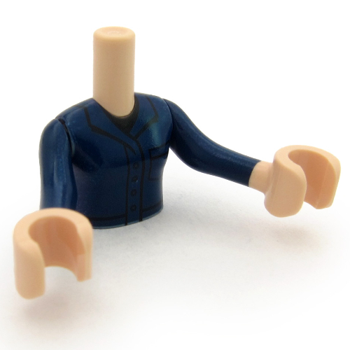 Lego Minidoll Torso Girl with Dark Blue Dress, Dark Blue Trim Print, Light Nougat Arms and Hands