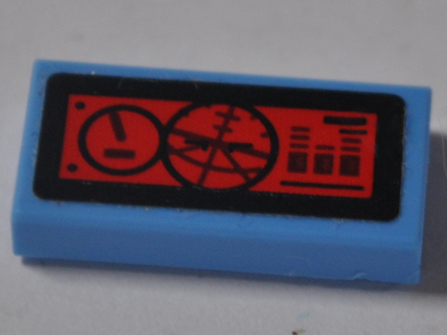 Lego Tile 1 x 2 with Gauge and Artificial Horizon on Black and Red Background Pattern (Sticker) - Set 76049