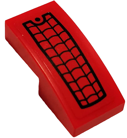 Lego Slope, Curved 2 x 1 x 2/3 with Black Spider Web Pattern (Sticker) - Set 76114 / Red