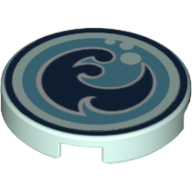 Lego Tile Round 2 x 2 with Water Power Icon Print / Light Aqua