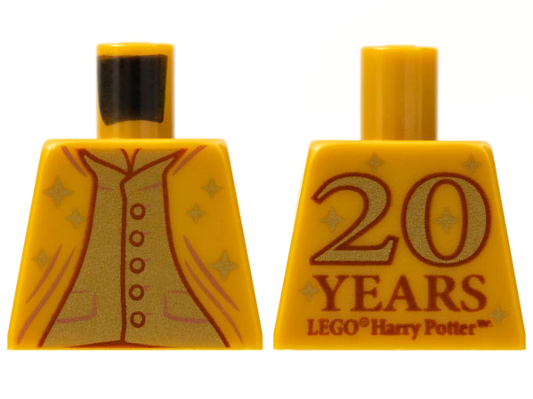 Lego Torso Jacket with Gold Stars over Gold Shirt with 5 Buttons, '20 YEARS LEGO Harry Potter' on Back Pattern / Pearl Gold