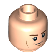Lego Minifig Head Han Solo, Dual Sided, Brown Eyebrows, Cheek Lines, Smirk / Breathing Mask Print [Hollow Stud] / Light Nougat