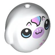 Lego Pillow Plush Toy with Bright Light Blue Eyes, Lavender Nose, Bright Pink Stars, Pink/Lavender Swirl Print