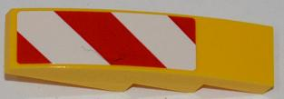 Lego Slope, Curved 4 x 1 with Large Red and White Danger Stripes Pattern (Small Red Corners) Model Right Side (Sticker) - Set 7746