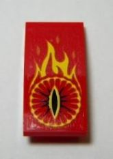 Lego Slope, Curved 4 x 2 with Yellow Flames and Eye of Sauron Pattern (Sticker) - Set 79006