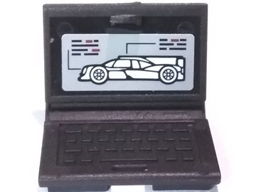 Lego Minifigure, Utensil Computer Laptop with Race Car on Screen Pattern (Sticker) - Set 75887