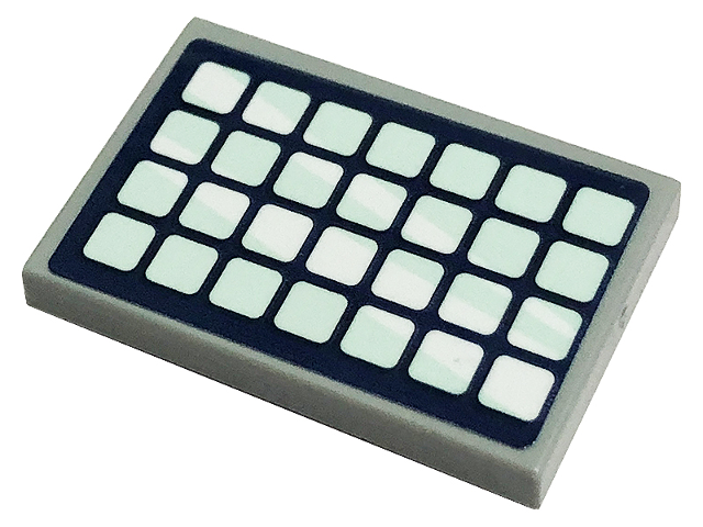 Lego Tile 2 x 3 with Light Aqua and Dark Blue Solar Panel Pattern (Sticker) - Set 41449