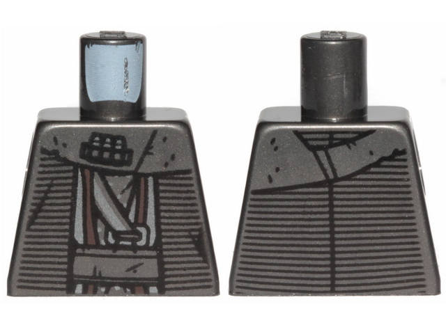 Lego Torso SW Striped, Silver and Dark Brown Layered Robe Pattern / Pearl Dark Gray