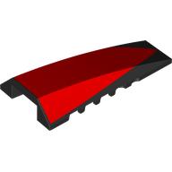 Lego Brick Wedged, Curved 4 x 8 No Top Studs with Red Surface Print
