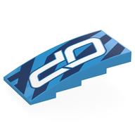 Lego Brick Curved 4 x 8 x 1 2/3 No Studs with White 'OP', Dark Blue Shapes Print / Dark Azure