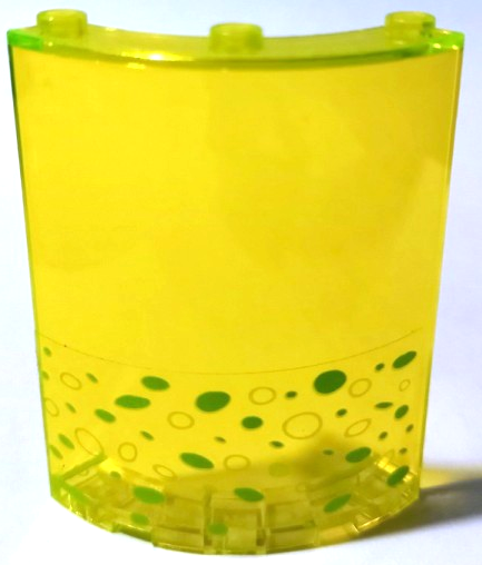 Lego Cylinder Quarter 4 x 4 x 6 with Lime Bubbles Pattern Model Right Side (Sticker) - Set 79119 / Trans-Neon Green