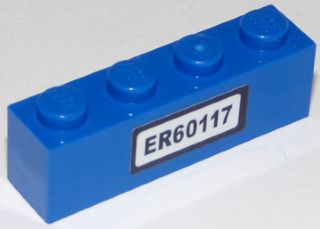 Lego Brick 1 x 4 with Black 'ER60117' Pattern (Sticker) - Set 60117