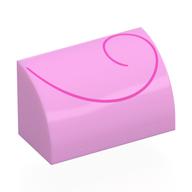 Lego Brick Curved 1 x 2 x 1 No Studs with Dark Pink Large Spiral Print / Bright Pink