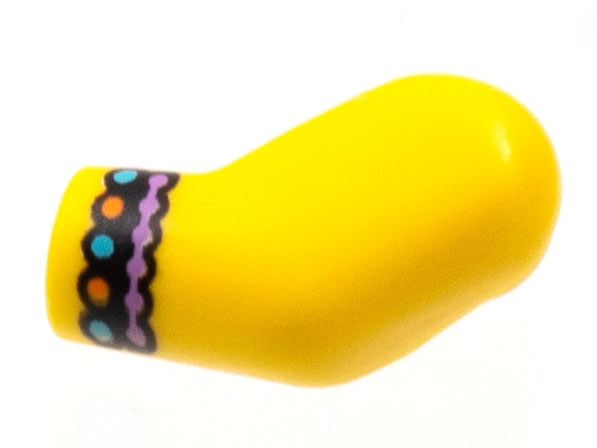 Lego Arm, Left with Black Cuff, Medium Lavender, Medium Azure, and Orange Trim Pattern / Yellow