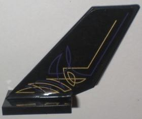 Lego Tail Shuttle with Purple and Gold Geometric Lines Pattern on Left Side (Sticker) - Set 5984 / Black
