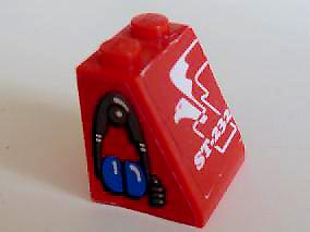 Lego Slope 65 2 x 2 x 2 without Bottom Tube with ST-232 and Eagle Pattern facing left, Headset Pattern on 1 side (Stickers) - Set 8232