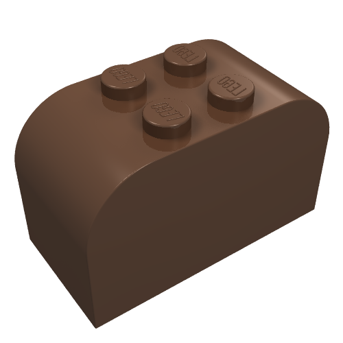 Lego Brick Curved 2 x 4 x 2 Double [Plain] / Brown