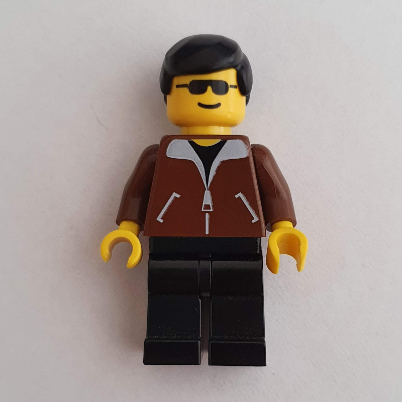 Lego Man - Brown Jacket, Dark Grey Legs