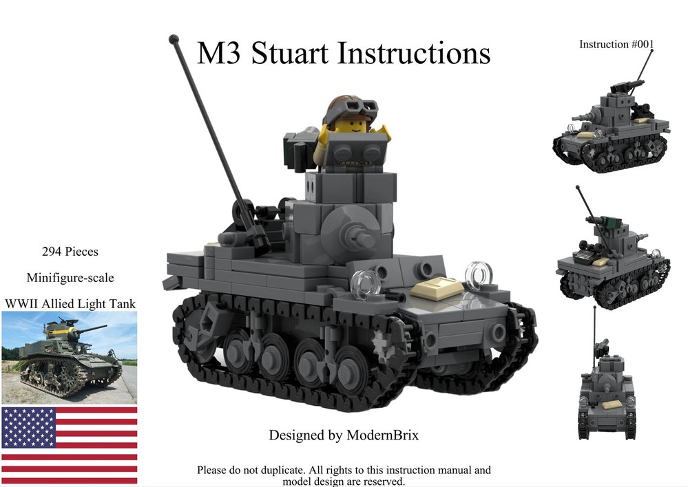 Lego WW2 M3 Stuart Tank Instructions