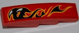 Lego Slope, Curved 4 x 1 with Claws and Black Flames Pattern Model Right Side (Sticker) - Set 8227