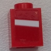 Lego Brick 1 x 1 with White Stripe on Red Background Pattern Model Right Side (Sticker) - Set 75876