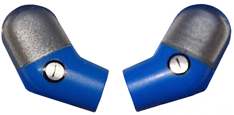 Lego Arm, (Matching Left and Right) Pair with Molded Flat Silver Short Sleeves and Printed Black and Silver Rivets Pattern / Blue