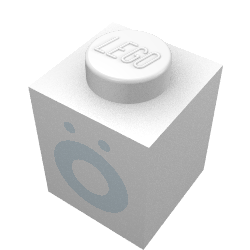 Lego Brick 1 x 1 with Blue 'Ö' Print (Bold Font) / White