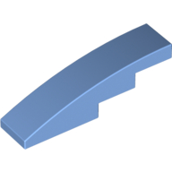 Lego Brick Curved 4 x 1 No Studs [Stud Holder with Asymmetric Ridges] / Medium Blue