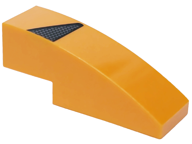 Lego Slope, Curved 3 x 1 with Black and Dark Silver Honeycomb Air Vent Pattern Model Right Side