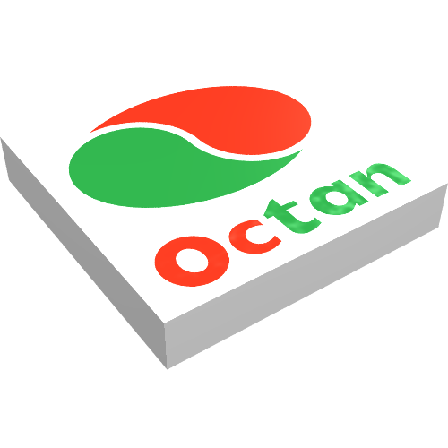 Lego Tile 2 x 2 with Octan Logo and Text Print / White