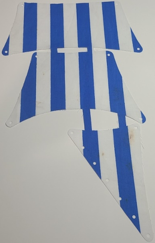 Lego Cloth Sail Assembly of 3 Sails with Blue Thick Stripes Pattern