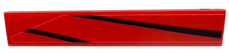 Lego Tile 1 x 6 with Black Curved Stripes Pattern Model Left Side (Sticker) - Set 76916 / Red