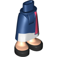 Lego Minidoll Hips and Skirt with Ankles Dark Blue/White Dress, Coral Sash
