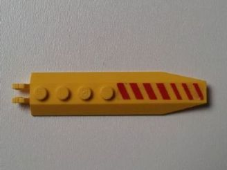 Lego Hinge Plate 1 x 8 with Angled Side Extensions with Red Diagonal Stripes Pattern Model Right Side (Sticker) - Set 7712