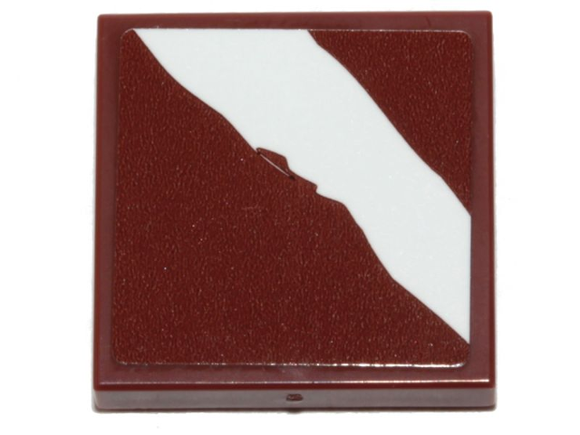 Lego Tile 2 x 2 with Rugged White Diagonal Stripe on Reddish Brown Background Pattern 1 (Sticker) - Set 75254 / Reddish Brown